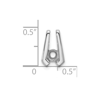 14K White Gold Holds Stone Slide Mounting Fits up to Regular/ Fancy or Reversible Omega, 14 x 8mm