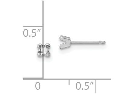 14K white gold stud earrings, another view