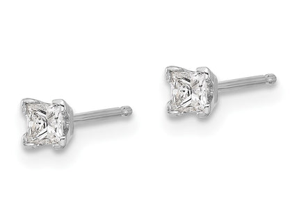 14K white gold diamond earrings, alternate view
