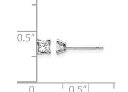 14K white gold diamond earrings, further view