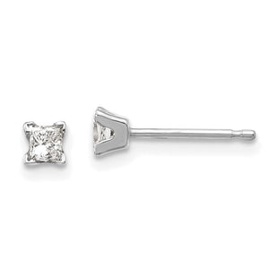 14k White Gold AA Quality Complete Princess Cut Diamond Earrings (Style XWAP2AA)