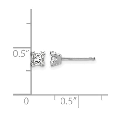 14K White Gold VS Quality Complete Princess Cut Diamond Earrings, 3.25 x 3.25mm