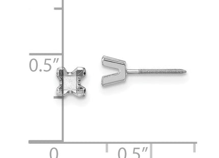 14K white gold stud earrings, another view