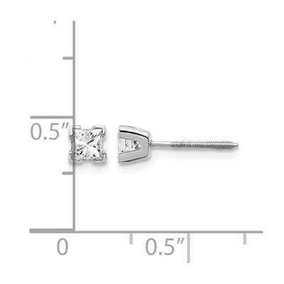 14K White Gold VS Quality Complete Princess Cut Diamond Earrings, 3.5 x 3.5mm