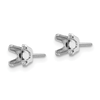 14K White Gold Princess Cut Stud Earring Mountings, 3.75 x 3.75mm