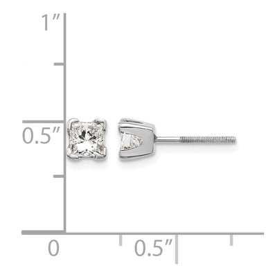 14K White Gold VS Quality Complete Princess Cut Diamond Earrings, 3.75 x 3.75mm