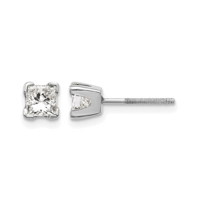 14K White Gold VS Quality Complete Princess Cut Diamond Earrings, 3.75 x 3.75mm