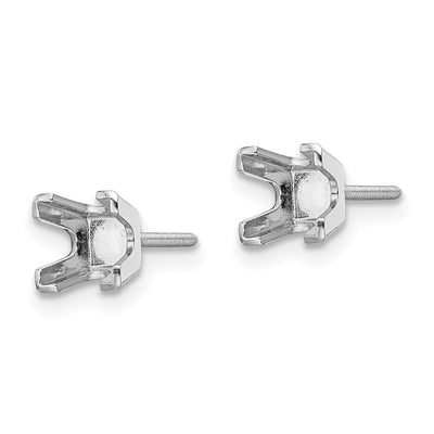 14K White Gold Princess Cut Stud Earring Mountings, 4 x 4mm