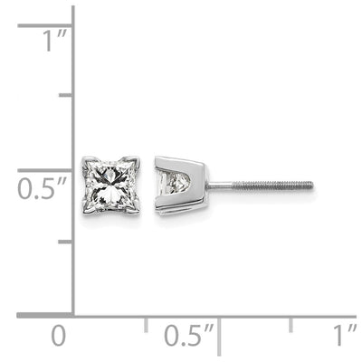 14K White Gold VS Quality Complete Princess Cut Diamond Earrings, 4 x 4mm
