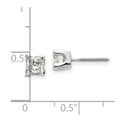 14K White Gold AAA Quality Complete Princess Cut Diamond Earrings