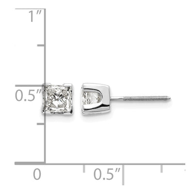 14K White Gold Princess Cut Stud Earring Mountings, 4.5 x 4.5mm