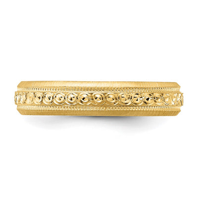 14K Design Etched Wedding Band