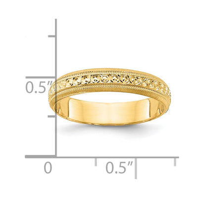 14K Design Etched Wedding Band