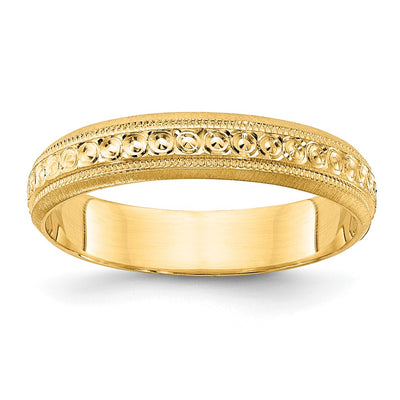 14K Design Etched Wedding Band