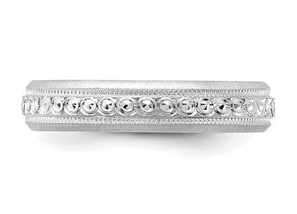 14K white gold wedding band, further view