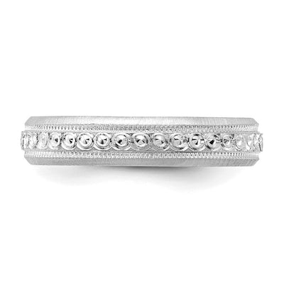 14K White Gold Design Etched Wedding Band