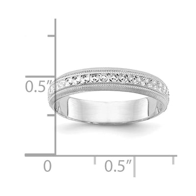 14K White Gold Design Etched Wedding Band