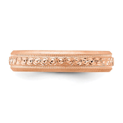 14K Rose Gold Design Etched Wedding Band