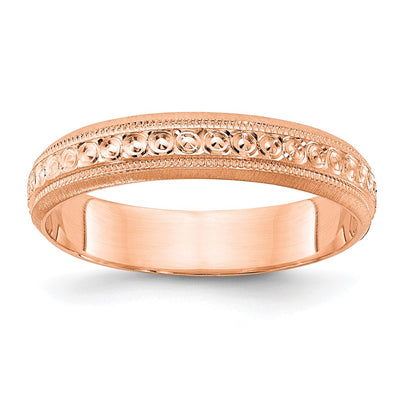 14K Rose Gold Design Etched Wedding Band