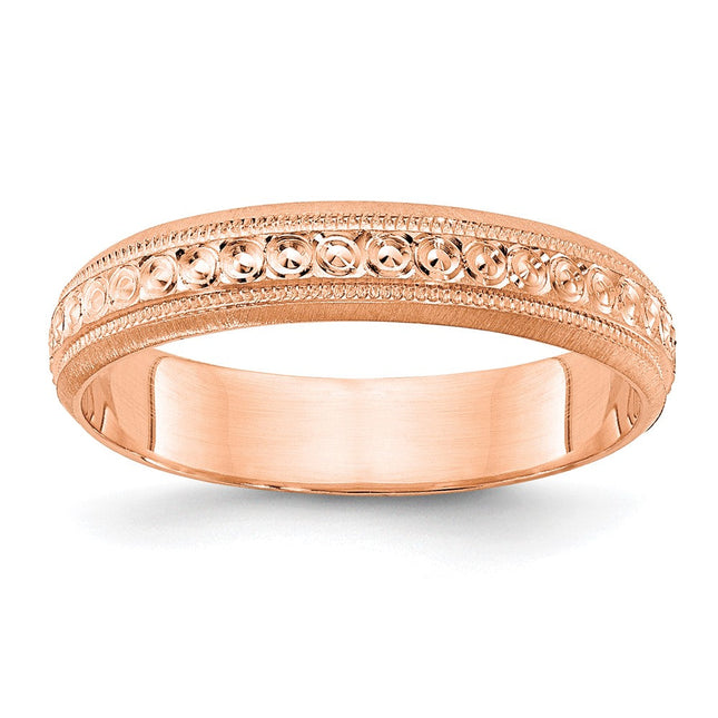 14k Rose Gold Design Etched Wedding Band