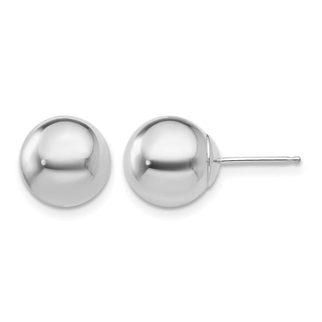 14k White Gold Polished Ball Post Earrings, 9 x 9mm