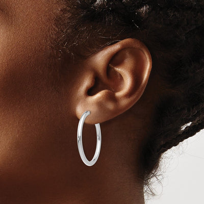 14K White Gold Non-pierced Earring Hoops Earrings