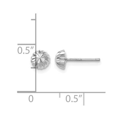 14K White Gold Polished & Diamond-Cut Half Ball Post Earrings, 5 x 5mm