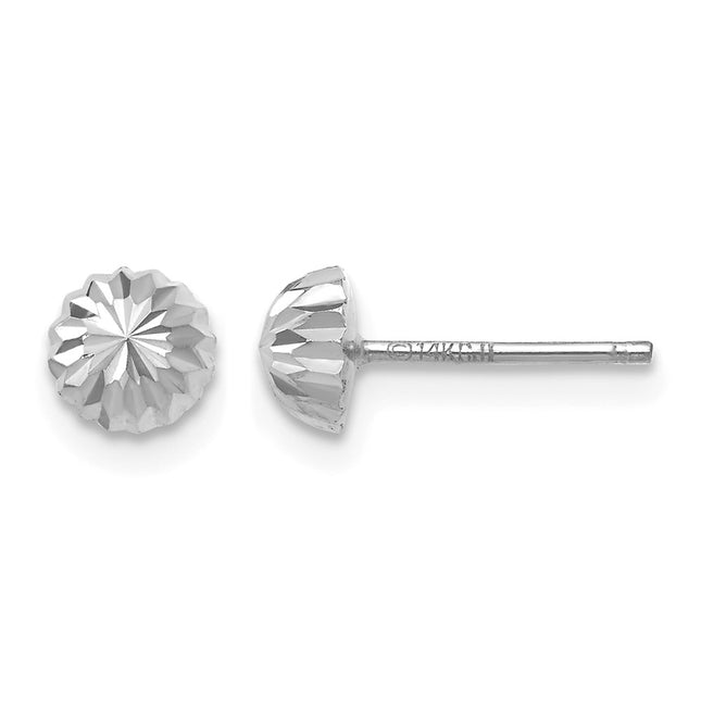 14k White Gold Polished & Diamond-Cut Half Ball Post Earrings, 5 x 5mm