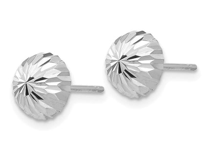 14k White Gold Polished & Diamond-Cut Half Ball Post Earrings (Style XWE207)