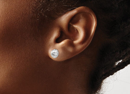 14k White Gold Polished & Diamond-Cut Half Ball Post Earrings (Style XWE207)