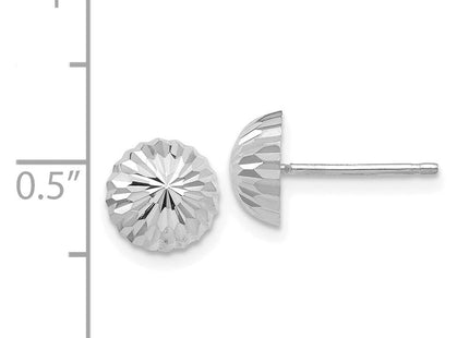 14k White Gold Polished & Diamond-Cut Half Ball Post Earrings (Style XWE207)