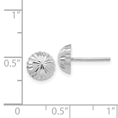14K White Gold Polished & Diamond-Cut Half Ball Post Earrings, 8 x 8mm
