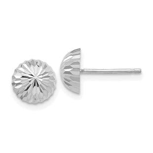 14k White Gold Polished & Diamond-Cut Half Ball Post Earrings (Style XWE207)