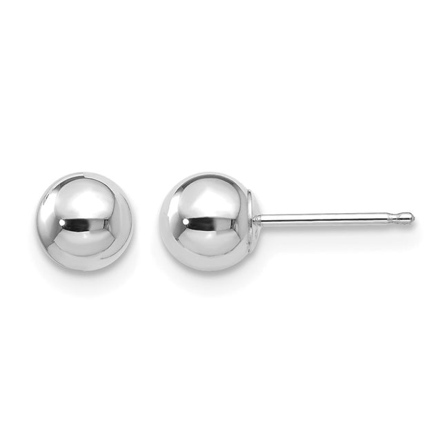 14k White Gold Polished Ball Post Earrings, 5 x 5mm
