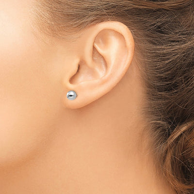 14K White Gold Polished Ball Post Earrings, 6 x 6mm