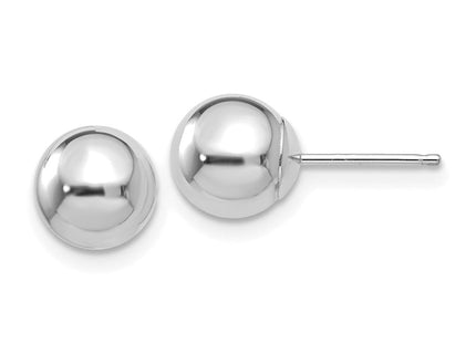 14k White Gold Polished Ball Post Earrings (Style XWE324)