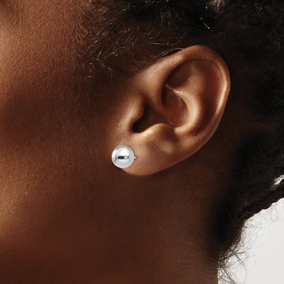 14K White Gold Polished Ball Post Earrings, 8 x 8mm