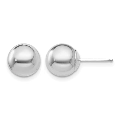 14K White Gold Polished Ball Post Earrings, 8 x 8mm