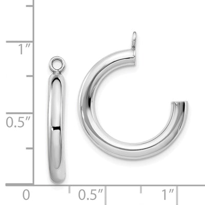 14K White Gold Polished Tube Hoop Earring Jackets, 29 x 3mm