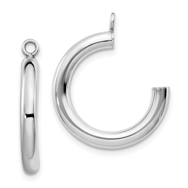14k White Gold Polished Tube Hoop Earring Jackets, 29 x 3mm