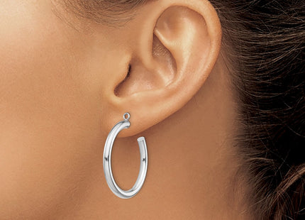14K white gold hoop earrings, another view