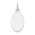 14K White Gold Plain .013 Gauge Oval Engravable Disc Charm, 20 x 9.5mm