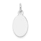 14K White Gold Plain .018 Gauge Oval Engravable Disc Charm, 20 x 9.5mm