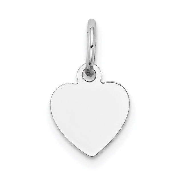 14k White Gold Plain .009 Gauge Engravable Heart Charm, 14 x 9mm