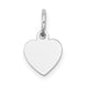 14K White Gold Plain .011 Gauge Engravable Heart Charm, 14 x 9mm
