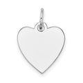 14K White Gold Plain .011 Gauge Engravable Heart Charm, 18 x 14mm