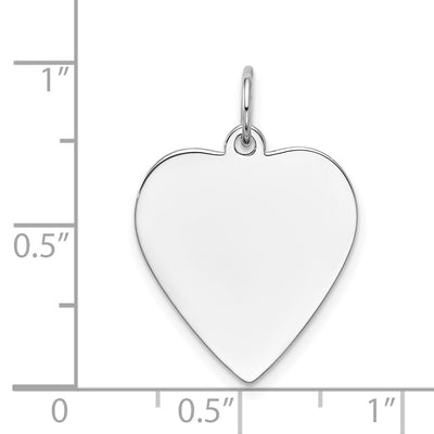 14K White Gold Plain .011 Gauge Engravable Heart Charm, 24 x 18mm