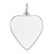 14K White Gold Plain .011 Gauge Engravable Heart Charm, 24 x 18mm