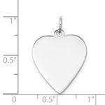 14K White Gold Plain .011 Gauge Engravable Heart Charm, 27 x 21mm view