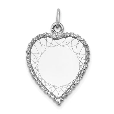 14K white gold heart charm
